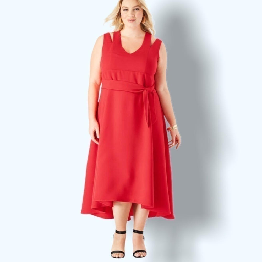 NWT Roaman’s Red Hi Low Midi Dress Sz 18/20